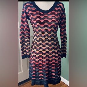 Women’s Missoni fit &  flare Chevron scoop neck casual mini dress, size M